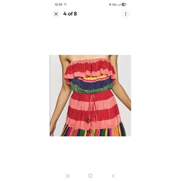 Farm Rio Mixed Stripes Strapless Maxi Dress Women’s Size Medium Multi-Color - Picture 4 of 12